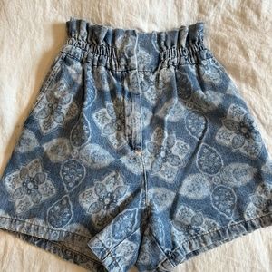 Claudie Pierlot Printed Paper Bag Jean Shorts